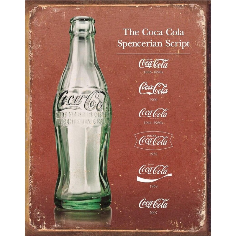 Coca Cola Spencerian Script - Plaque de déco en métal 40x31cm