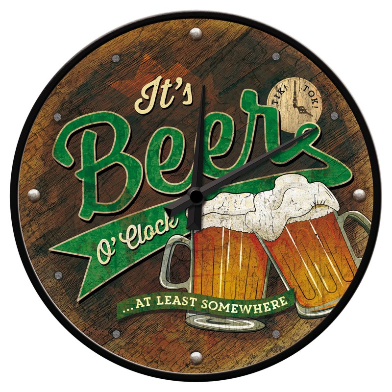 It's beer o'clock - Horloge murale vintage 31cm