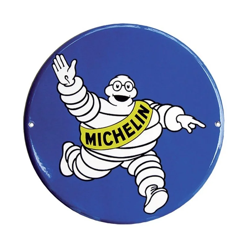 Plaque émaillée ronde Bibendum Michelin 25cm