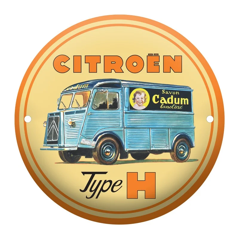 Citroën type H - Plaque émaillée ronde 15cm