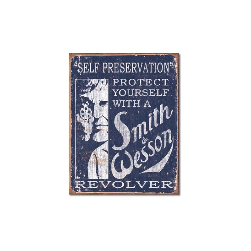Plaque en métal vieilli Smith & Wesson Self preservation