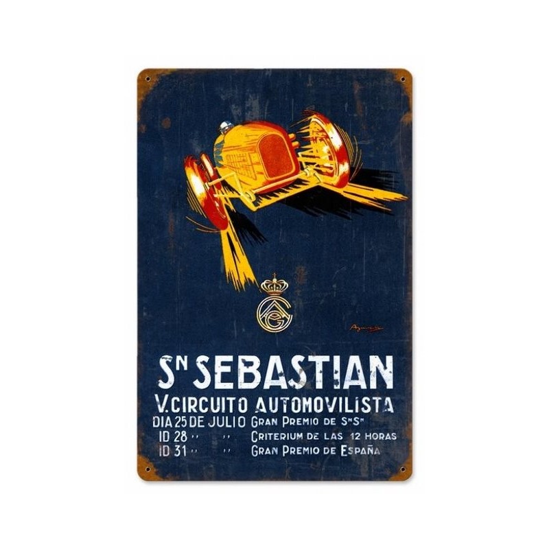 Plaque en métal vieilli San Sebastian (circuit automobile)