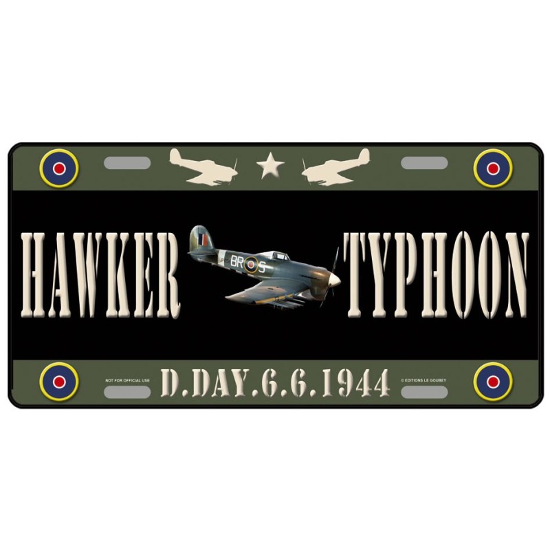 Plaque métal Hawker Typhoon 6-6-1944