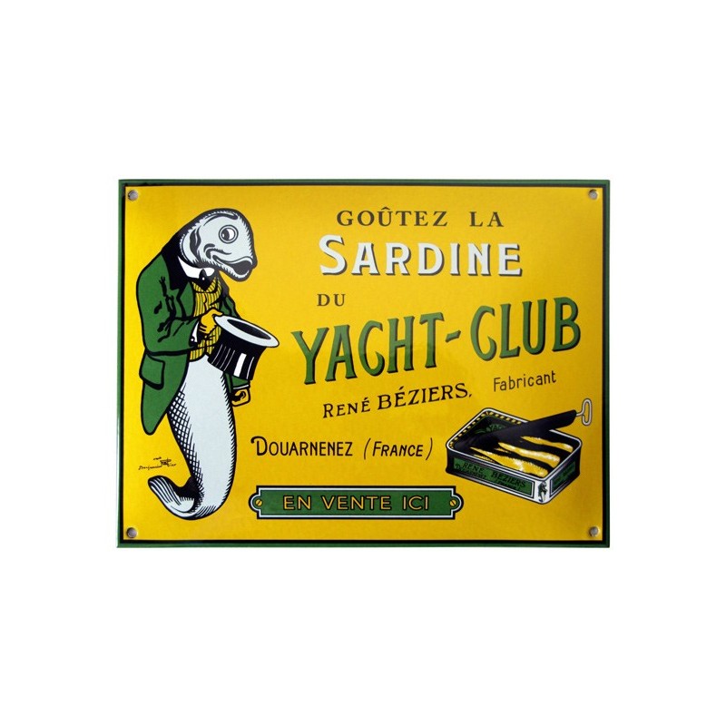 Plaque émaillée bombée Sardine Yacht Club