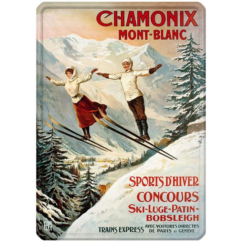 Plaque métal Chamonix mont-blanc 30 x 40 cm