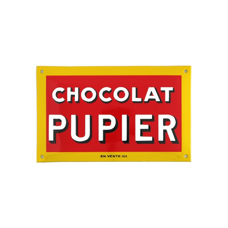 Plaque émaillée bombée Chocolat Pupier