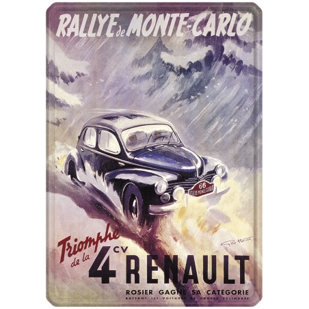 Plaque métal 4cv Renault  30 x 40 cm