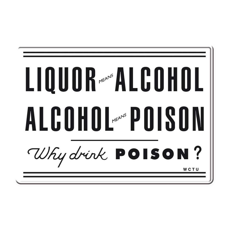 Plaque métal "Réflexion sur l'alcool" - 15x21 cm