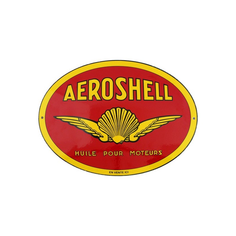 Plaque émaillée bombée Huile moteur Aeroshell