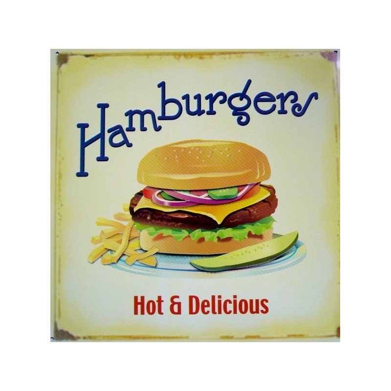 Plaque en métal vieilli Hamburgers