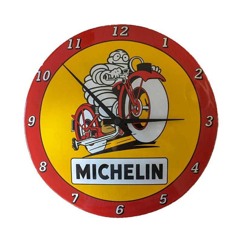 Horloge émaillée bibendum Michelin moto