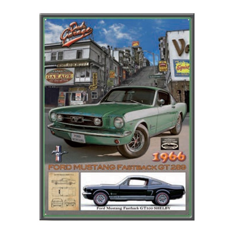 Plaque métal embossée bombée Ford Mustang